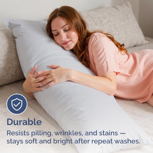 Body Pillow Cases Set of 2 - Ultra Soft Pillowcase Covers - French Grey