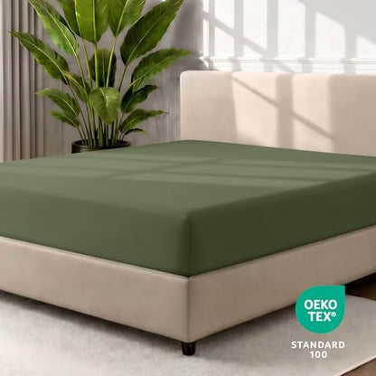 Bare Home Full Fitted Sheet - 1800 Ultra-Soft (Full, Cypress)