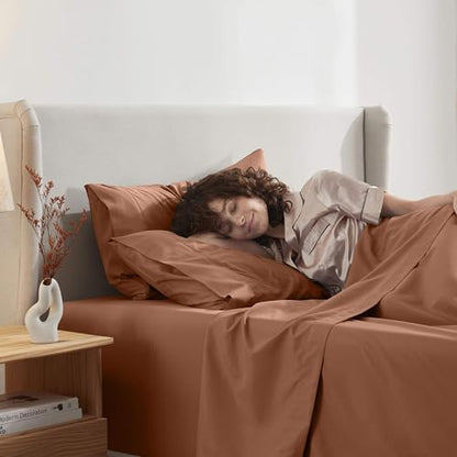Nestl Twin Sheet Set - Bed Sheets - Rust - 3-Piece Deep Pocket