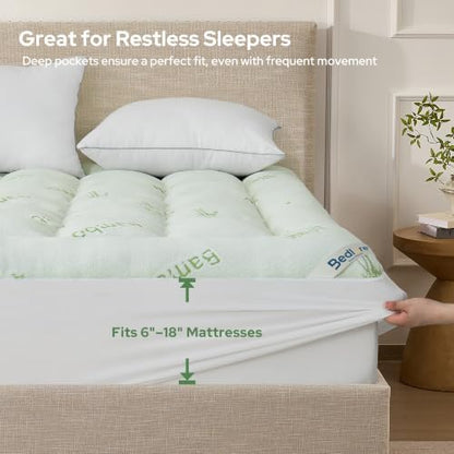 BEDLORE Queen Mattress Topper , Thick Pillow Top Mattress Pad