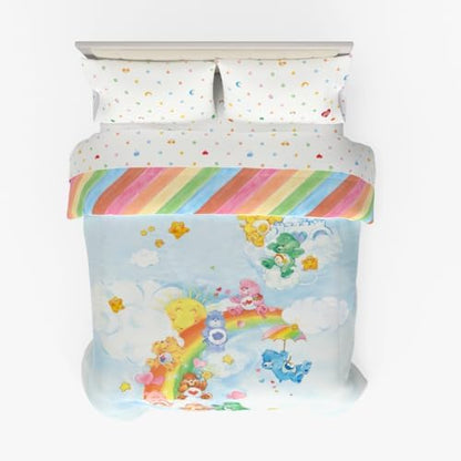 Care Bears Classic Super Soft Cozy Reversible Microfiber Comforter and Sheet Set, 5 Piece Full Size, (Official Licensed Product) By Franco Collectibles