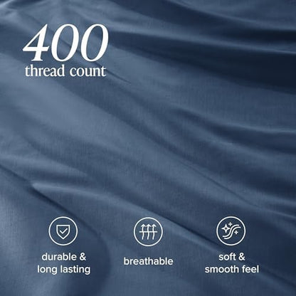 Bare Home 100% Organic Sateen Duvet Cover Set (Twin/Twin XL, Bering Sea)