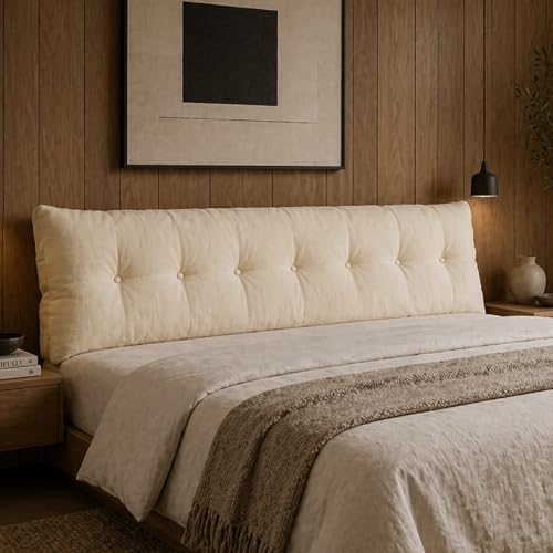 Arlee Memory Foam Headboard Pillow, Lumbar Support, Boucle, Cream, King