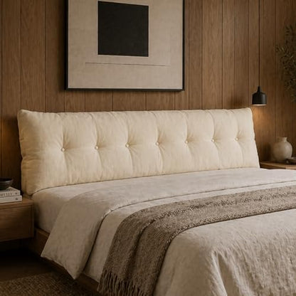 Arlee Memory Foam Headboard Pillow, Lumbar Support, Boucle, Cream, King