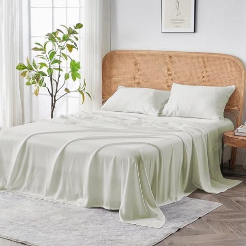 Sijo AiryWeight Tencel Sheet Set, 100% Lyocell Derived from Eucalyptus, Buttery Soft, Architectural Digest Best Cooling Sheets Winner - 3pc - 2 Pillowcases 1 Fitted (Ivory, Cal King)