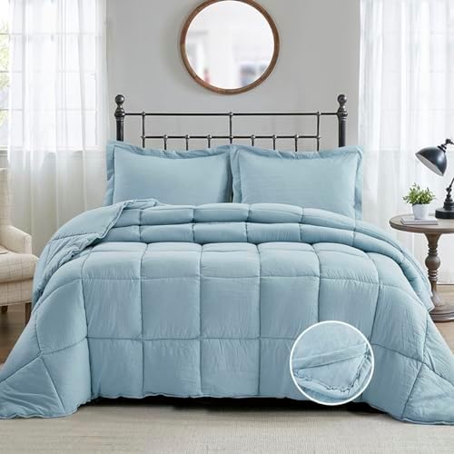 HIG 3pc Blue Full Size Bedding Comforter Set Duvet Insert Blanket