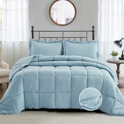 HIG 3pc Blue Full Size Bedding Comforter Set Duvet Insert Blanket