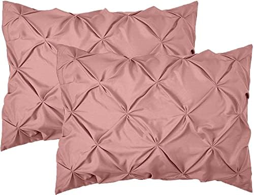 Elegant Comfort 2-Pack Sham Set Pinch Pleat Design, Egyptian Quality 1500 Thread Count, Stylish Design-Easy Care, Wrinkle and Stain Resistant, 2-Piece Sham Set, Pleated Standard/Queen, Dusty Rose