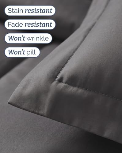 Twin Comforter Set - 5 Piece Bed in a Bag Twin Size Bed Set - Dark Grey