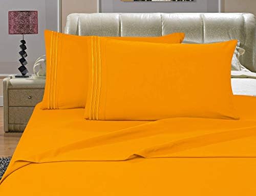 Elegant Comfort Luxurious Bed Sheets Set on Amazon 1500 Premier Wrinkle,Fade and Stain Resistant 4-Piece Bed Sheet Set, Deep Pocket, Full Elite Orange