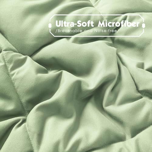 HIG 3pc Sage/Beige Queen Size Bedding Comforter Set Duvet Insert Blanket