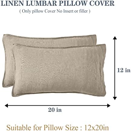Simple&Opulence 100% Linen Lumbar Pillow Cover 12 x 20 Inches Set of 2 Rectangular Decorative Throw Cushion Cover for Couch Sofa Bed Living Room Office Soft Breathable Farmhouse - Linen