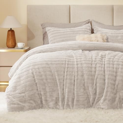 BEDELITE Faux Fur Twin/Twin XL Comforter Set, Fluffy Bed Set, Linen