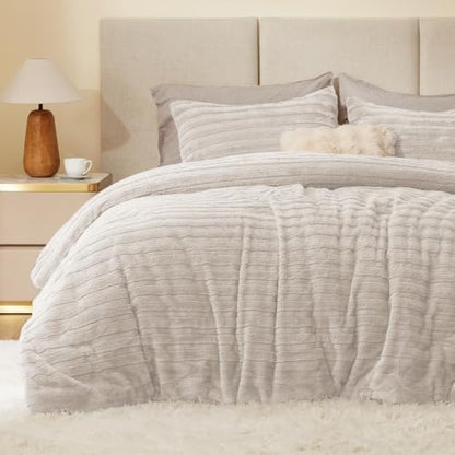BEDELITE Faux Fur Twin/Twin XL Comforter Set, Fluffy Bed Set, Linen