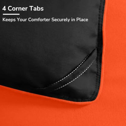 downluxe Twin Comforter Set Soft Reversible 2 Pieces, Flame/Black