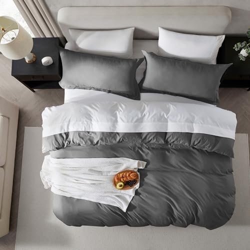 Hearth & Harbor Prewashed Queen Duvet Cover Set, Grey