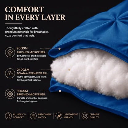 CozyLux Oversized King Comforter Set Classic Blue, 7 Pieces Bed in a Bag