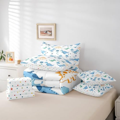 Feelyou Cute Dinosaur 7 Piece Bedding Set for Kids
