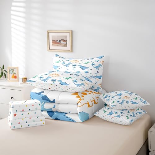 Feelyou Cute Dinosaur 7 Piece Bedding Set for Kids