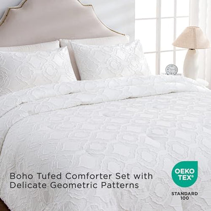 Andency Comforter Set Full White, 3 Pcs Bedding