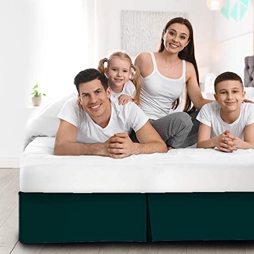Twin XL Bed Skirt 1pc - Bed Frame and Box Spring Cover - 18-Inch Tailored Drop Pleated 800-TC Luxury Classic Look Egyptian Cotton- Easy Fit, Wrinkle, Fade, Stain Resistant