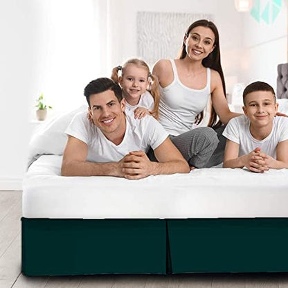 Queen Bed Skirt 1pc - Bed Frame and Box Spring Cover - 18-Inch Tailored Drop Pleated 800-TC Luxury Classic Look Egyptian Cotton- Easy Fit, Wrinkle, Fade, Stain Resistant