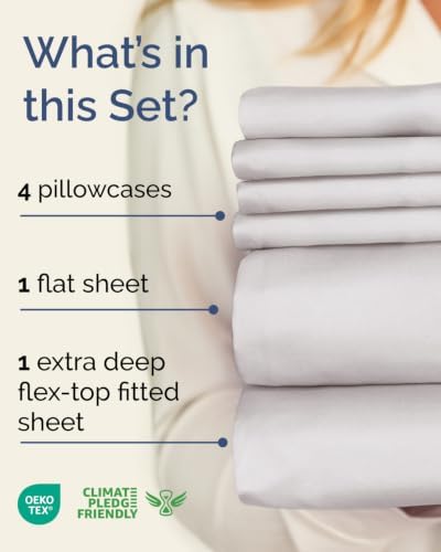 Flex Top Split Head King 6 Piece Sheet Set - Soft & Cooling - French Grey