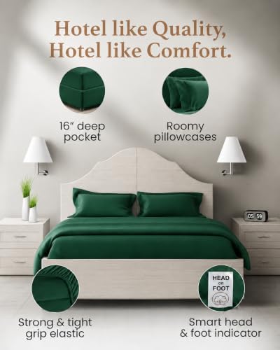 100% Egyptian Cotton Twin XL Sheets, 4 Pc, Emerald Green Sheets Twin XL