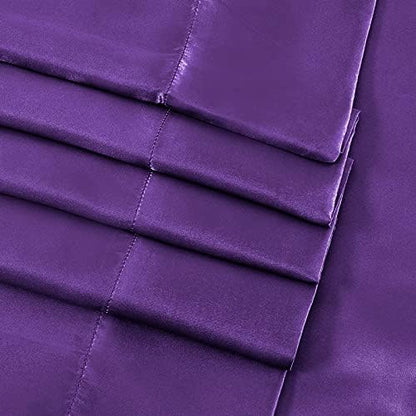 SiinvdaBZX 4Pcs Satin Sheet Set King Size 15-Inch Deep Pocket, Purple