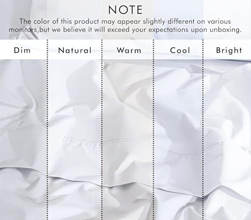 ZOYER 100% Cotton Sheets – California King Percale Bedding, Cooling & Breathable, Durable with a Crisp, Soft & Comfortable Feel, 14" Deep Pocket, 4-Piece Set, Bright White
