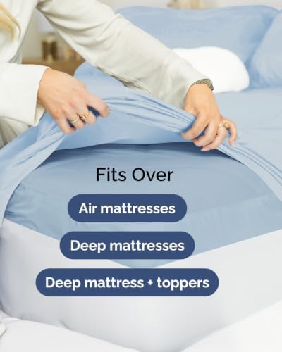 Extra Deep Flex Top Split Head King Sheet Set - 6pc Bed Sheets - Sky Blue