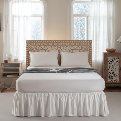 Bed Skirt Queen Size Ruffled Bed Skirt with Split Corners, 18 Inch Drop