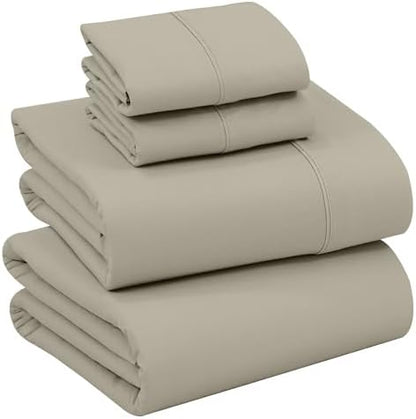 RUVANTI 100% Cotton California King Sheets, Percale Sheet Set, Taupe