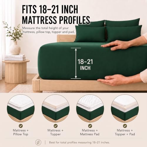 CozyLux Cal King Sheet Set 6-Piece, 21-Inch Deep Pocket, Soft Brushed Feel