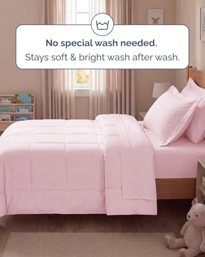 Twin Comforter Set - 5 Piece Bed in a Bag Twin Size Bed Set - Lavender Pink