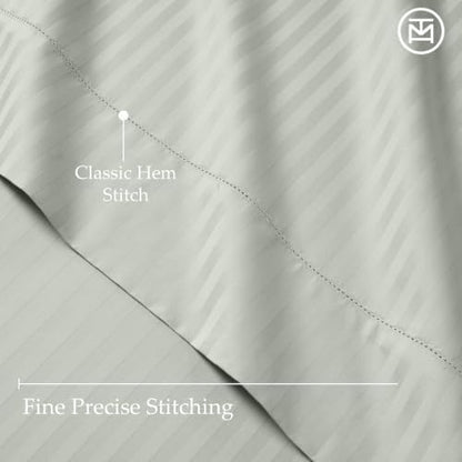 Threadmill 600TC Cotton Cal King Sheet Set, Sateen, Damask Stripe, Grey