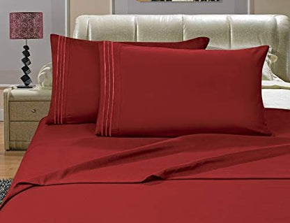 Elegant Comfort Luxurious Bed Sheets Set on Amazon 1500 Premier Wrinkle,Fade and Stain Resistant 4-Piece Bed Sheet Set, Deep Pocket, King Burgundy (Pack of 2)