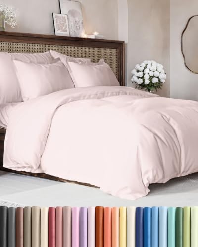 Duvet Cover Full Size - 3 Piece with Zipper Closure - Lavender Pink