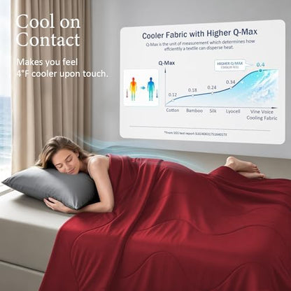 Cooling Comforter for Hot Sleepers, Queen 90x90, True Red