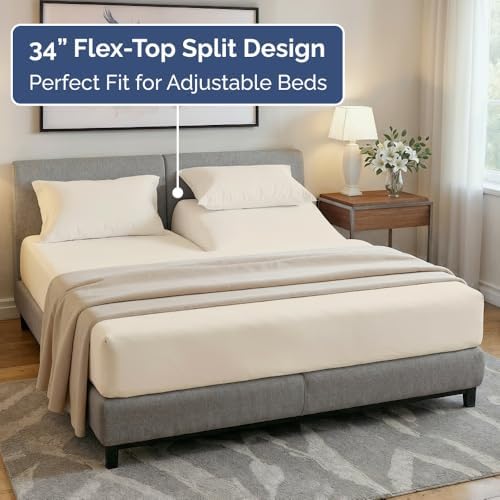 Flex Top Split Head King 4 Piece Sheet Set - Soft & Breathable - Off White
