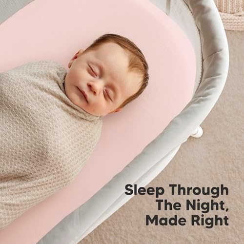 2pk Organic Baby Bassinet Sheets Boys, Girls, Fitted Sheet (Cameo)