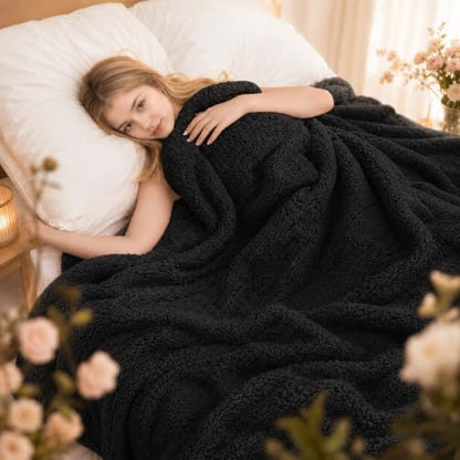 Eydna Electric Heated Blanket Full Size 72"×84" with 9 Heating Levels & 1-10Hs Auto Off，Double Sided Plush Sherpa, Energy Efficient, Machine Washable, for Couch & Bed, Gifts for Family- Black