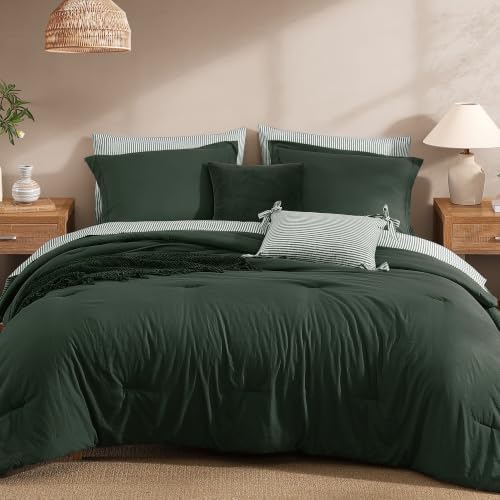 Monbix Super King Comforter Set-7 Pieces Soft Bed in a Bag King Bedding Set