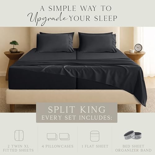 KARISSA MAE 6 Piece Luxury Bamboo Viscose Cal King Sheet Set, 4 Pillowcases