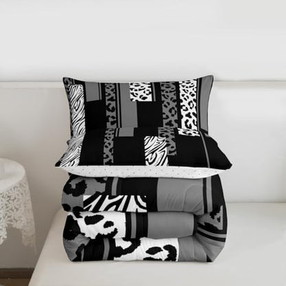Feelyou Animal Print Leopard Zebra Comforter Set Queen Size Kids Boys