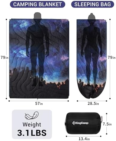 KingCamp Large Camping Blanket with Sherpa Lining,Starrysky 79"x 57"
