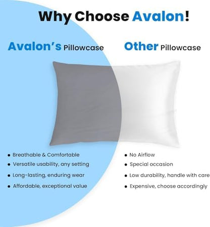 Avalon Bedding Pillow Cases Standard Size Grey Pillow Cases Set of 12 Cotton Blend 200 TC Soft & Breathable Perfect for Home & Hospital, Hotel Quality Queen Pillow Protectors 30x20 Inches