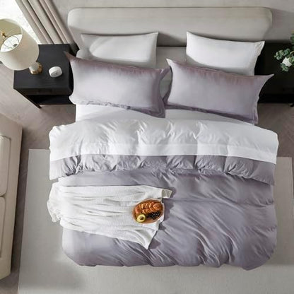 Hearth & Harbor Prewashed California King Duvet Cover Set, Grey Lavender