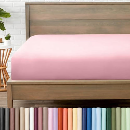 Bare Home King Fitted Sheet - 1800 Ultra-Soft (King, Light Pink)