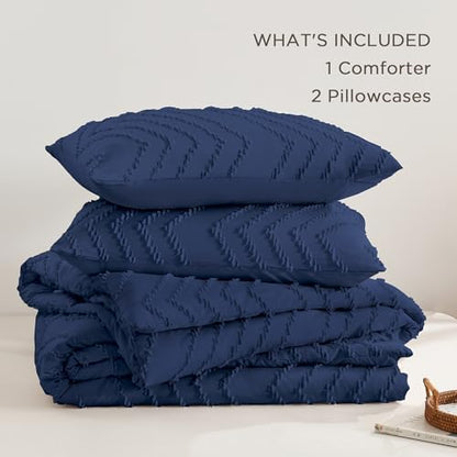 Andency Navy Blue Oversized King Comforter Set 120x98 Extra Large